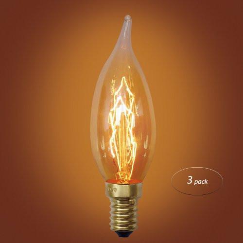 Spiral Loop Incandescents Flame Tip Vintage Edison Bulb, E12 Candelabra Base, 40 Watt
