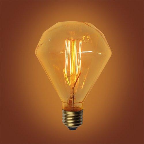 E26 Base Diamond Squirrel Cage Filament Vintage Edison Bulbs, 60 Watt, 5-inch Long